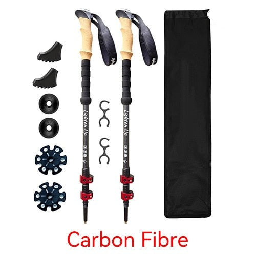 Pair Aluminum Carbon Ski Poles